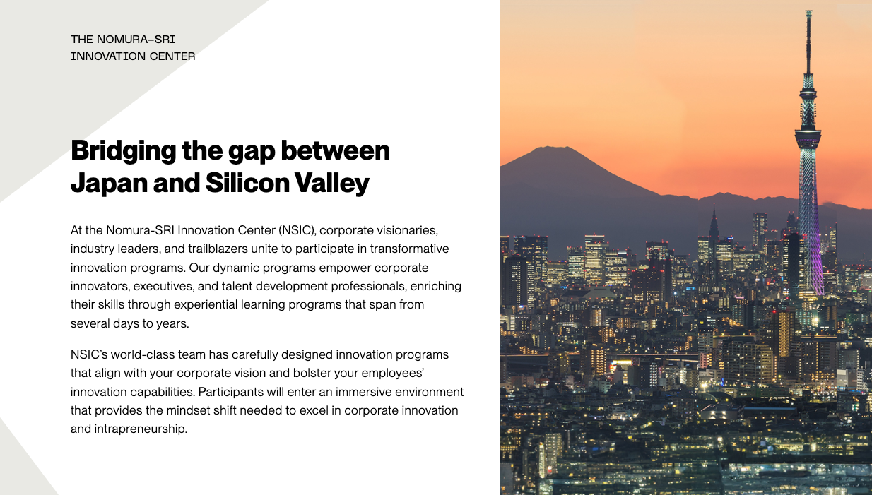 The Nomura–SRI Innovation Center: bridging Japan and Silicon Valley